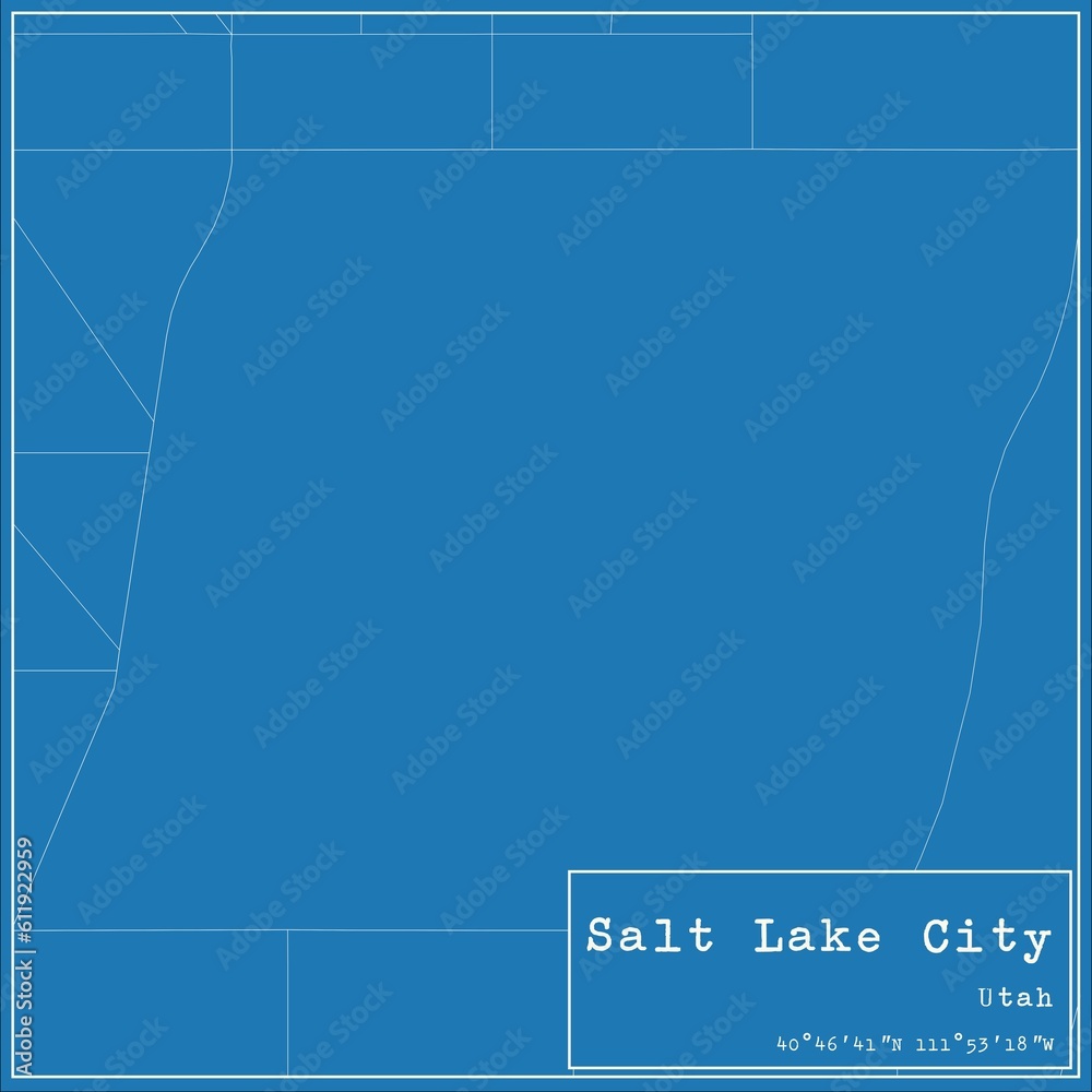 Naklejka premium Blueprint US city map of Salt Lake City, Utah.