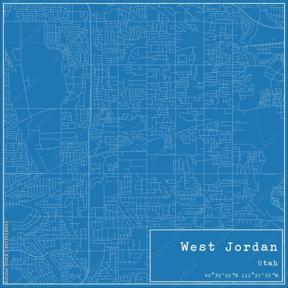 Blueprint US city map of West Jordan, Utah. Blueprint US city map of West Jordan, Utah.