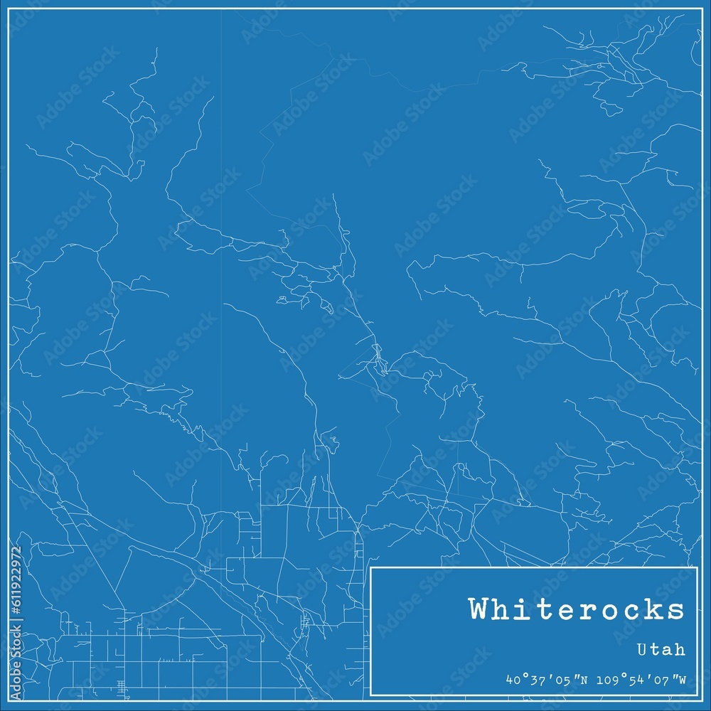 Blueprint US city map of Whiterocks, Utah.