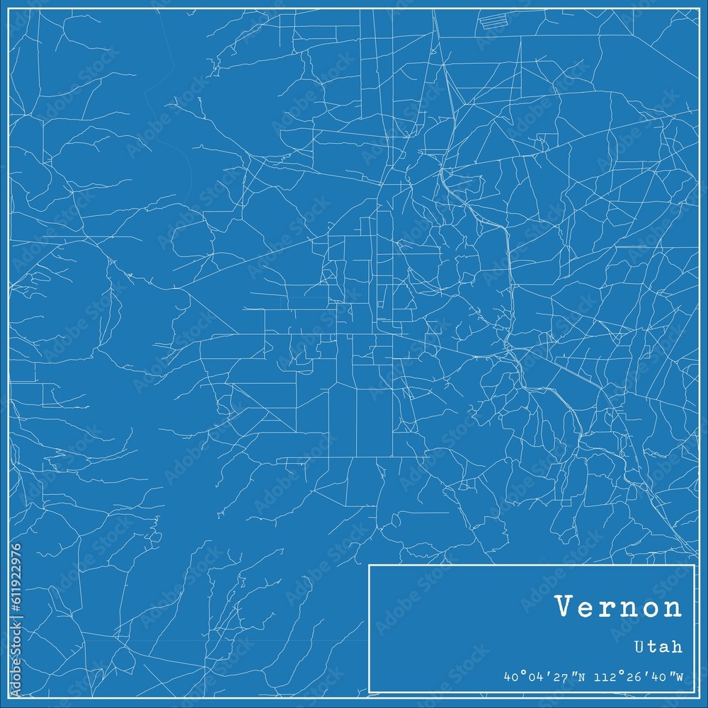Blueprint US city map of Vernon, Utah.