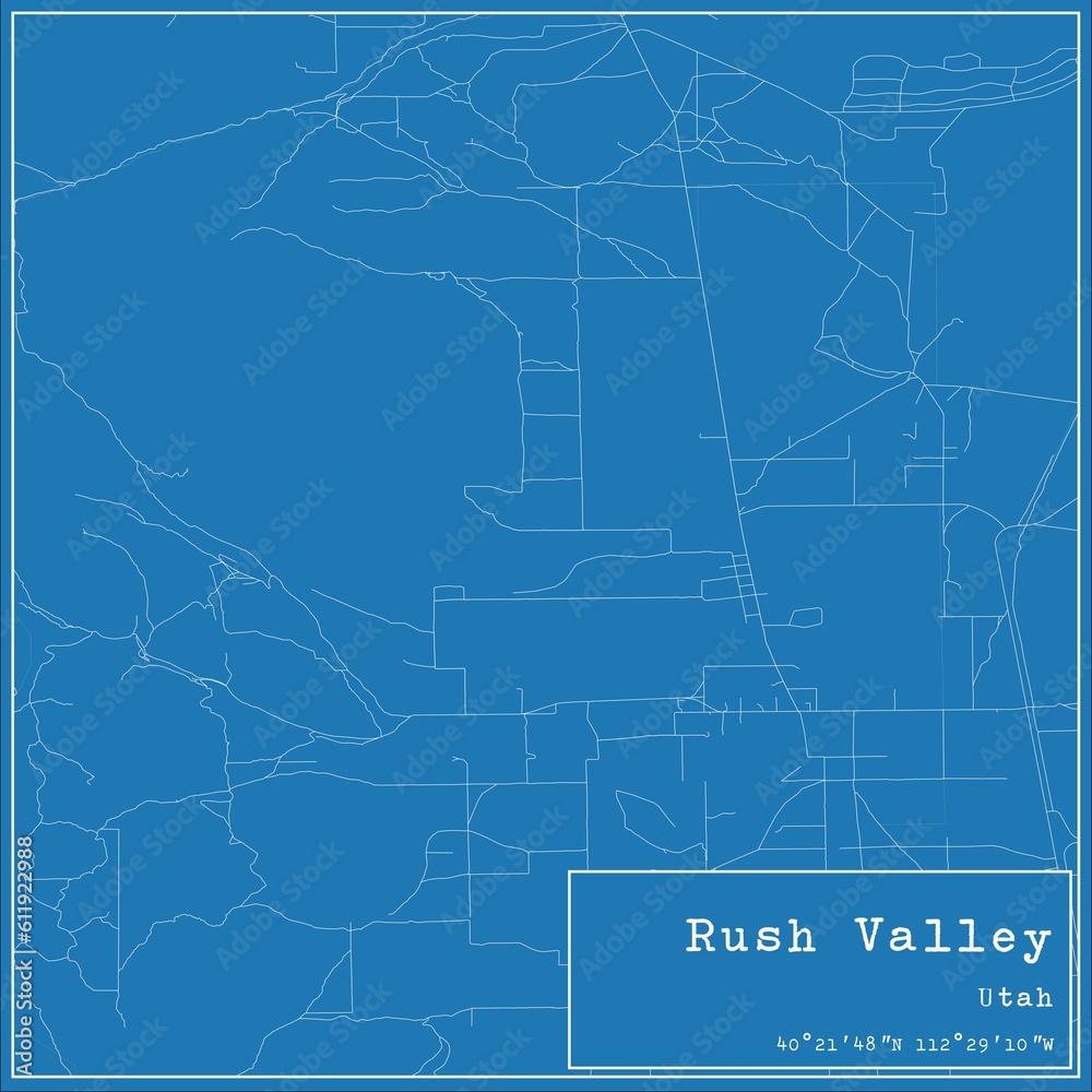 Blueprint US city map of Rush Valley, Utah. Blueprint US city map of Rush Valley, Utah.