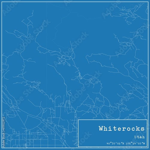 Blueprint US city map of Whiterocks, Utah. photo