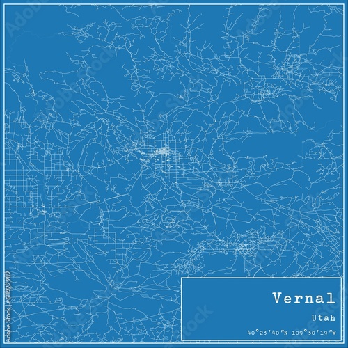 Blueprint US city map of Vernal, Utah. photo