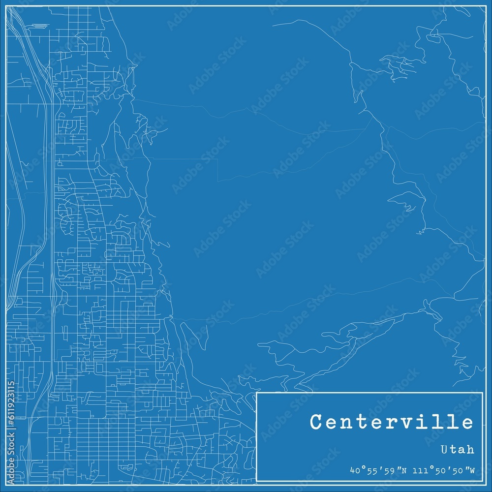 Blueprint US city map of Centerville, Utah.