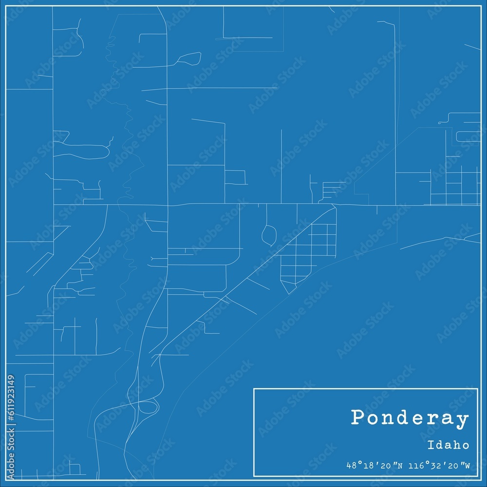 Blueprint US city map of Ponderay, Idaho. Blueprint US city map of Ponderay, Idaho.