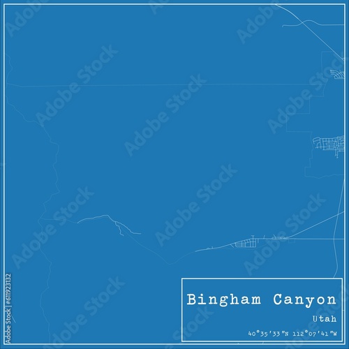 Blueprint US city map of Bingham Canyon, Utah. photo