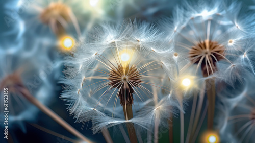 Nature s Delicate Marvel  Exploring Dandelion Seeds in Flight. Generative AI