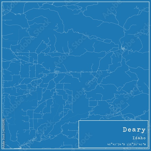 Blueprint US city map of Deary, Idaho.