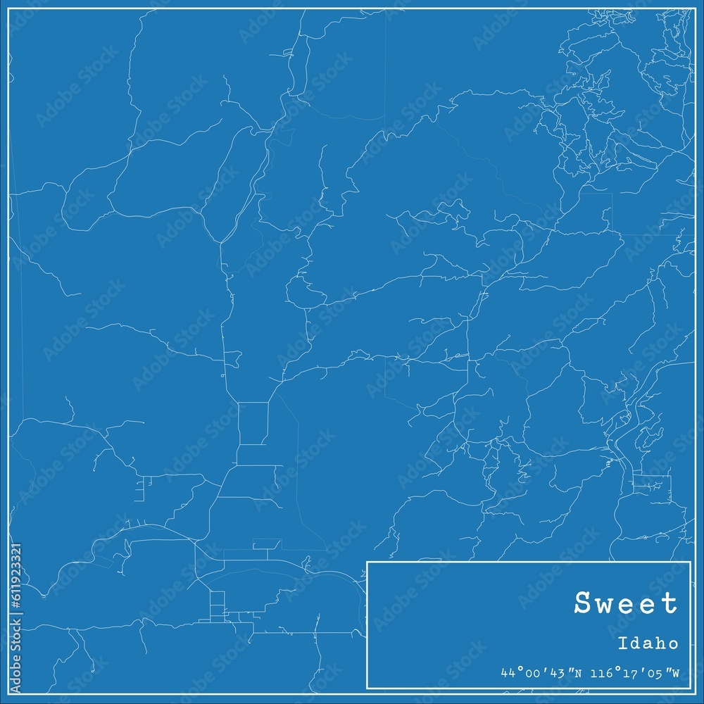 Fototapeta premium Blueprint US city map of Sweet, Idaho.