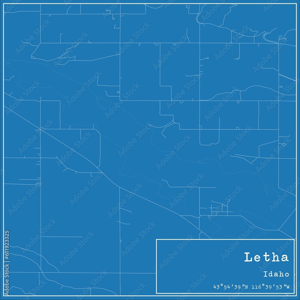 Fototapeta premium Blueprint US city map of Letha, Idaho.