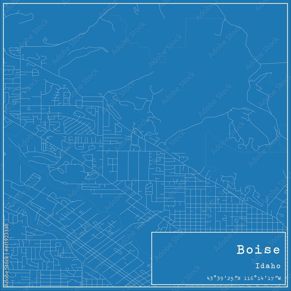 Blueprint US city map of Boise, Idaho. Blueprint US city map of Boise, Idaho.