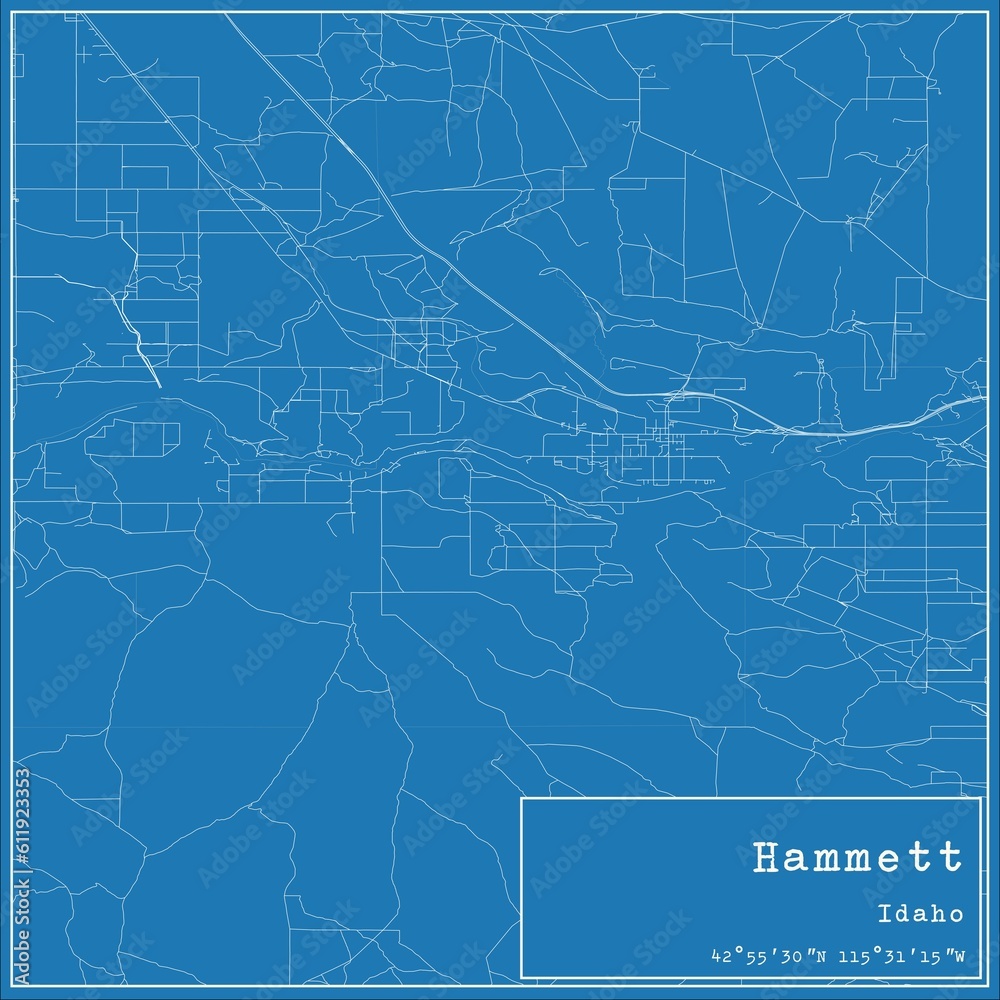 Blueprint US city map of Hammett, Idaho.