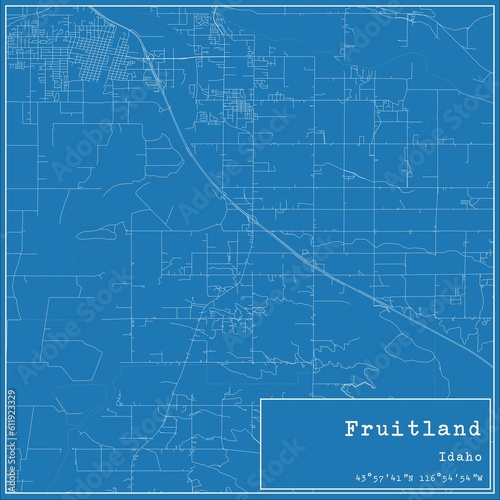 Blueprint US city map of Fruitland, Idaho. photo