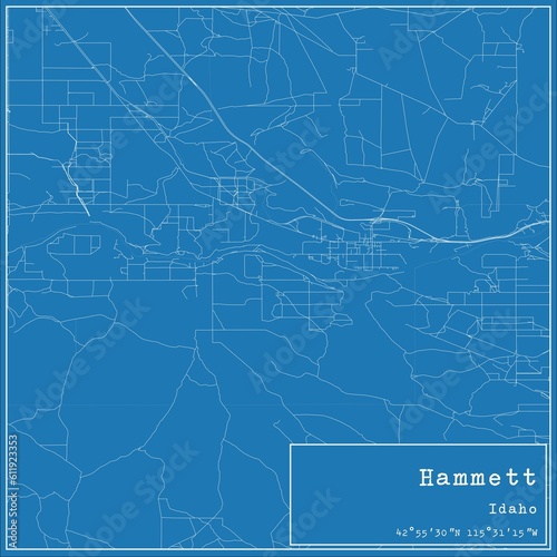 Blueprint US city map of Hammett  Idaho.
