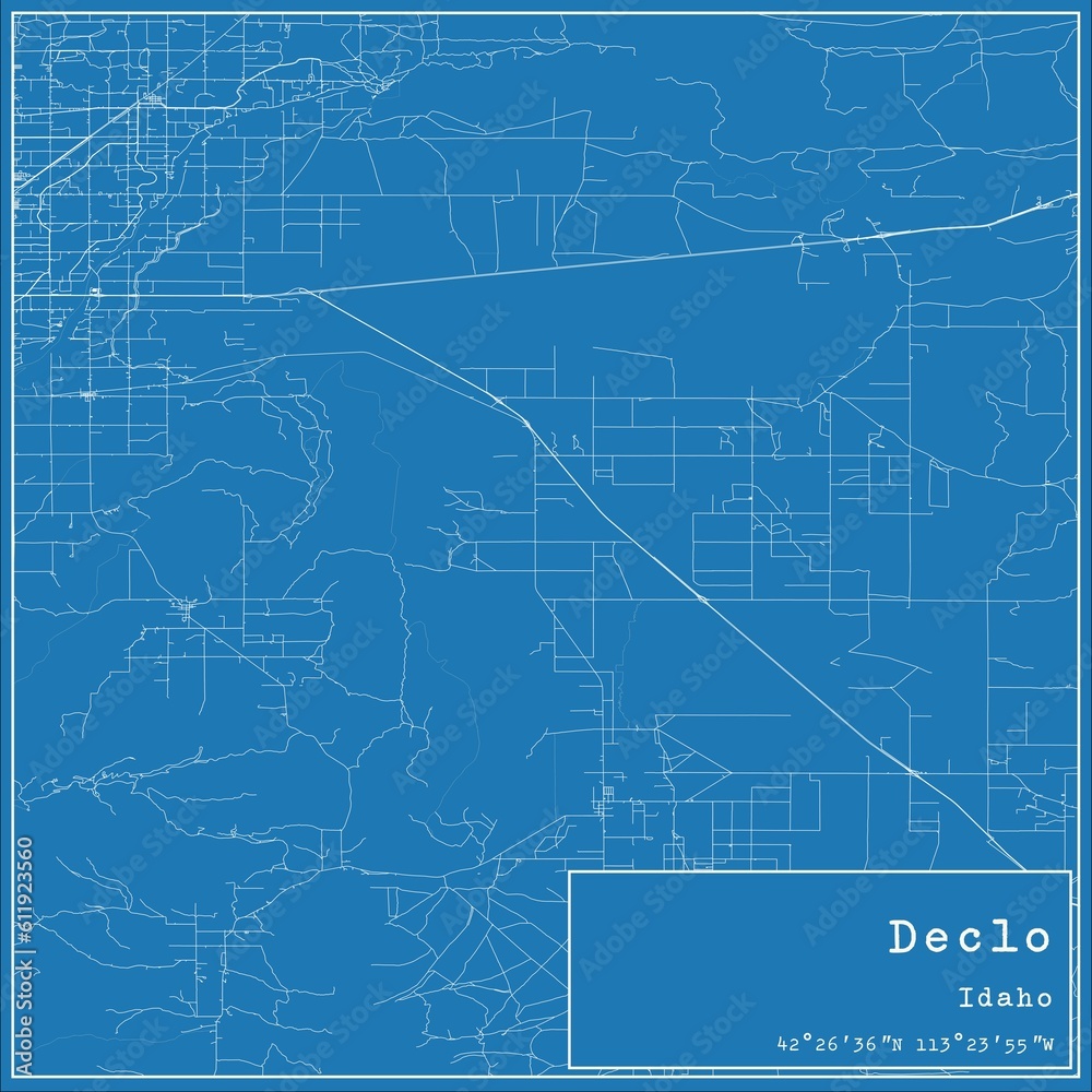 Blueprint US city map of Declo, Idaho.