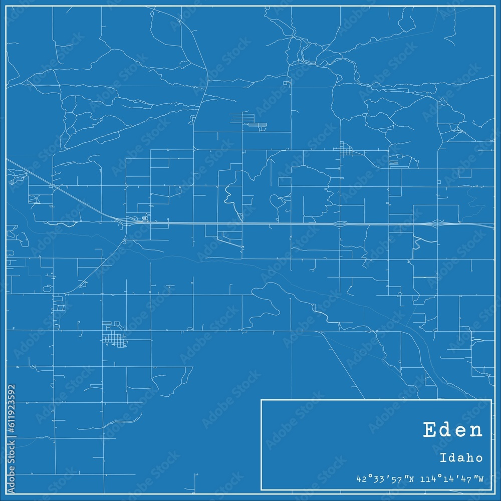 Blueprint US city map of Eden, Idaho.