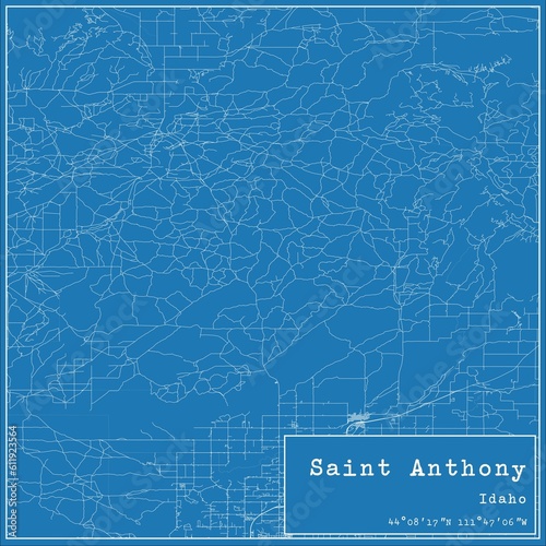Blueprint US city map of Saint Anthony, Idaho. photo