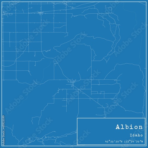 Blueprint US city map of Albion, Idaho. photo