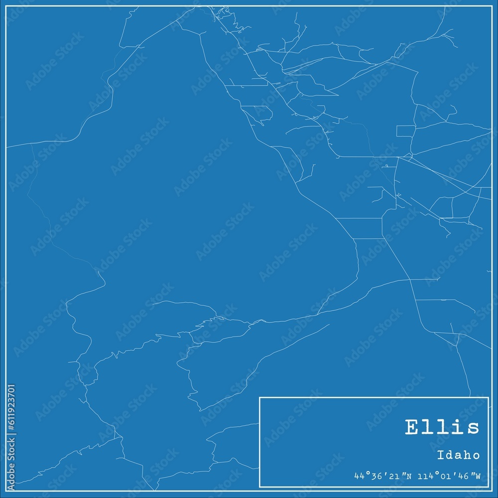 Blueprint US city map of Ellis, Idaho. Blueprint US city map of Ellis, Idaho.