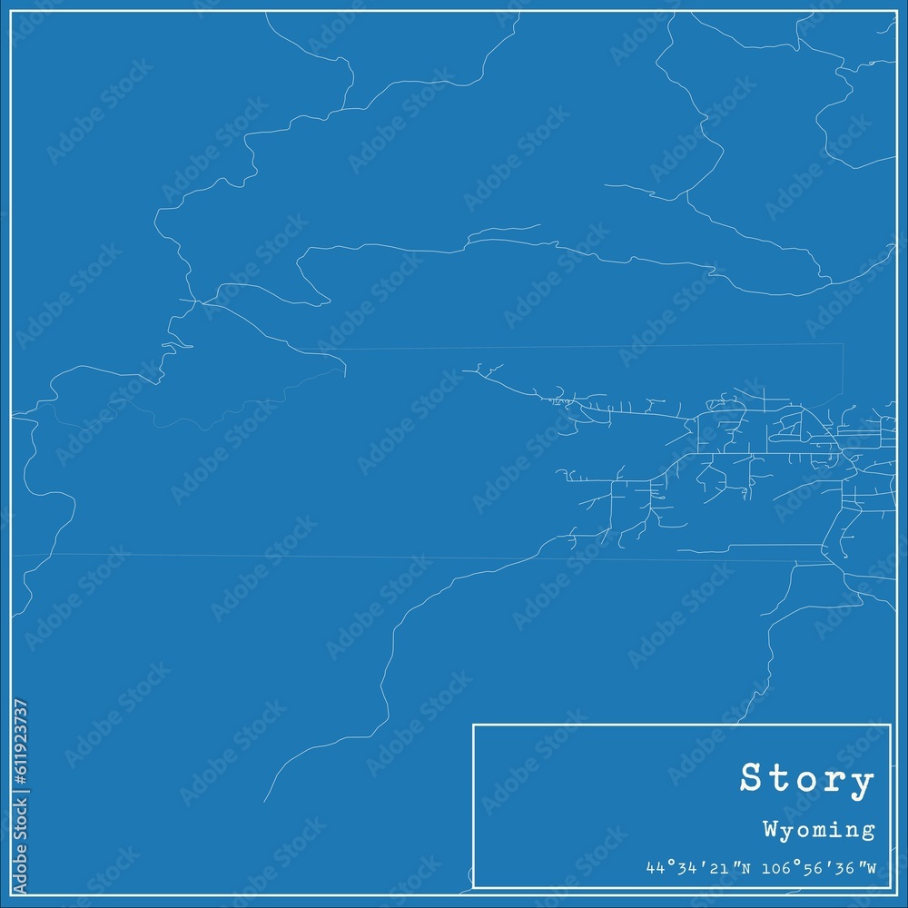 Fototapeta premium Blueprint US city map of Story, Wyoming.