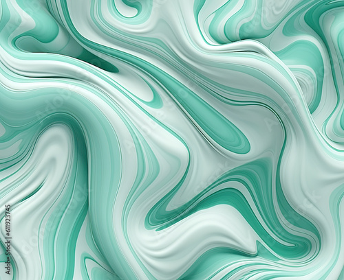 Liquid texture, mixed colors, white, green, blue abstract background.