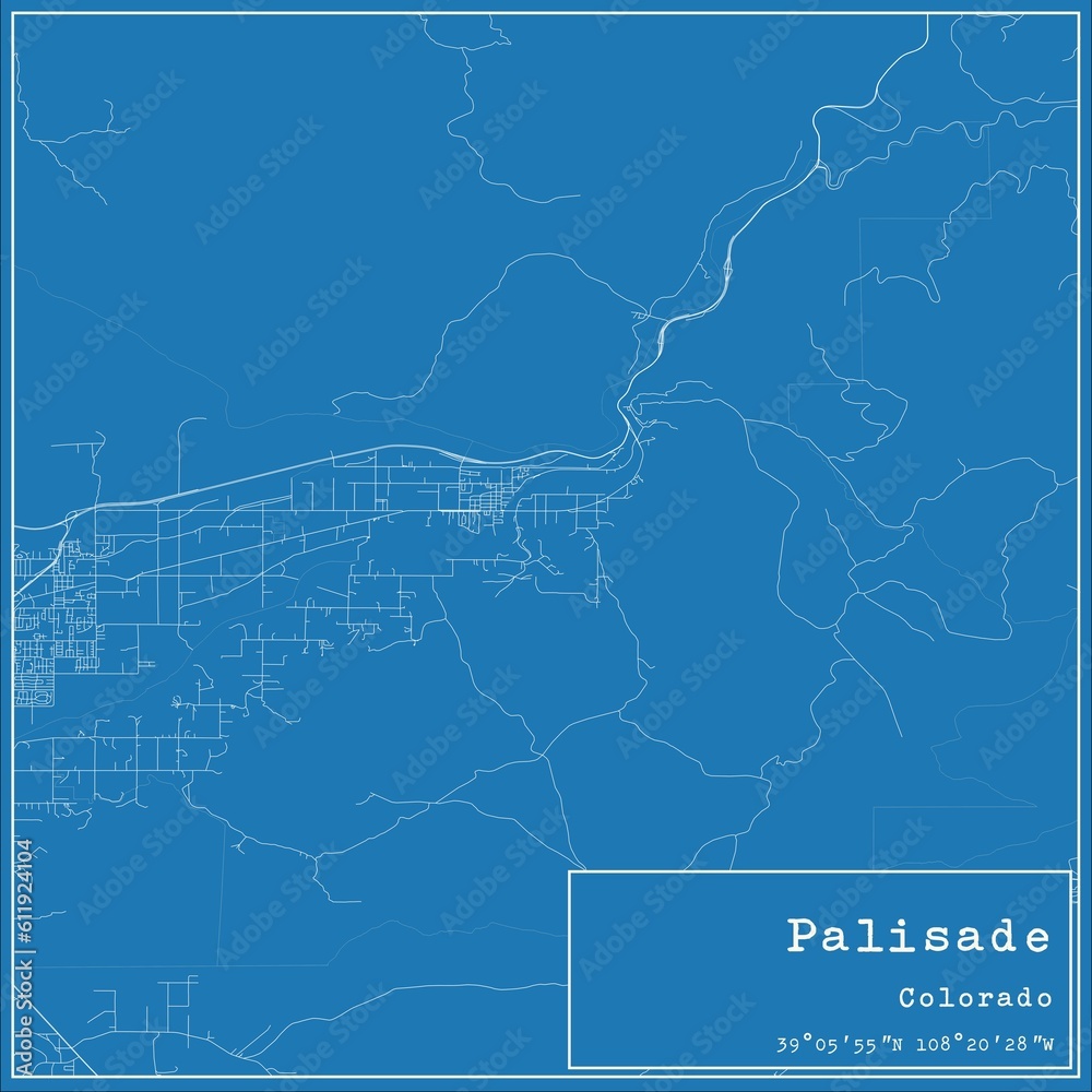 Blueprint US city map of Palisade, Colorado. Blueprint US city map of Palisade, Colorado.