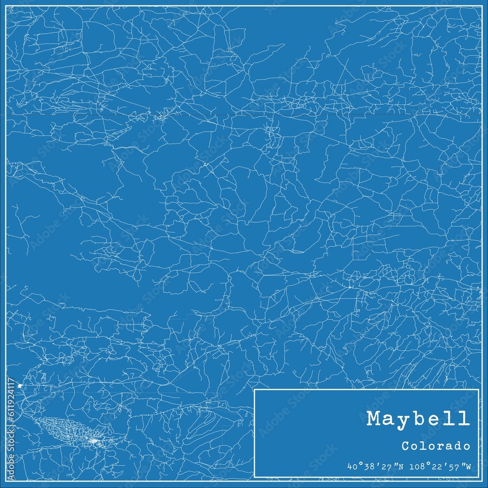 Blueprint US city map of Maybell, Colorado.