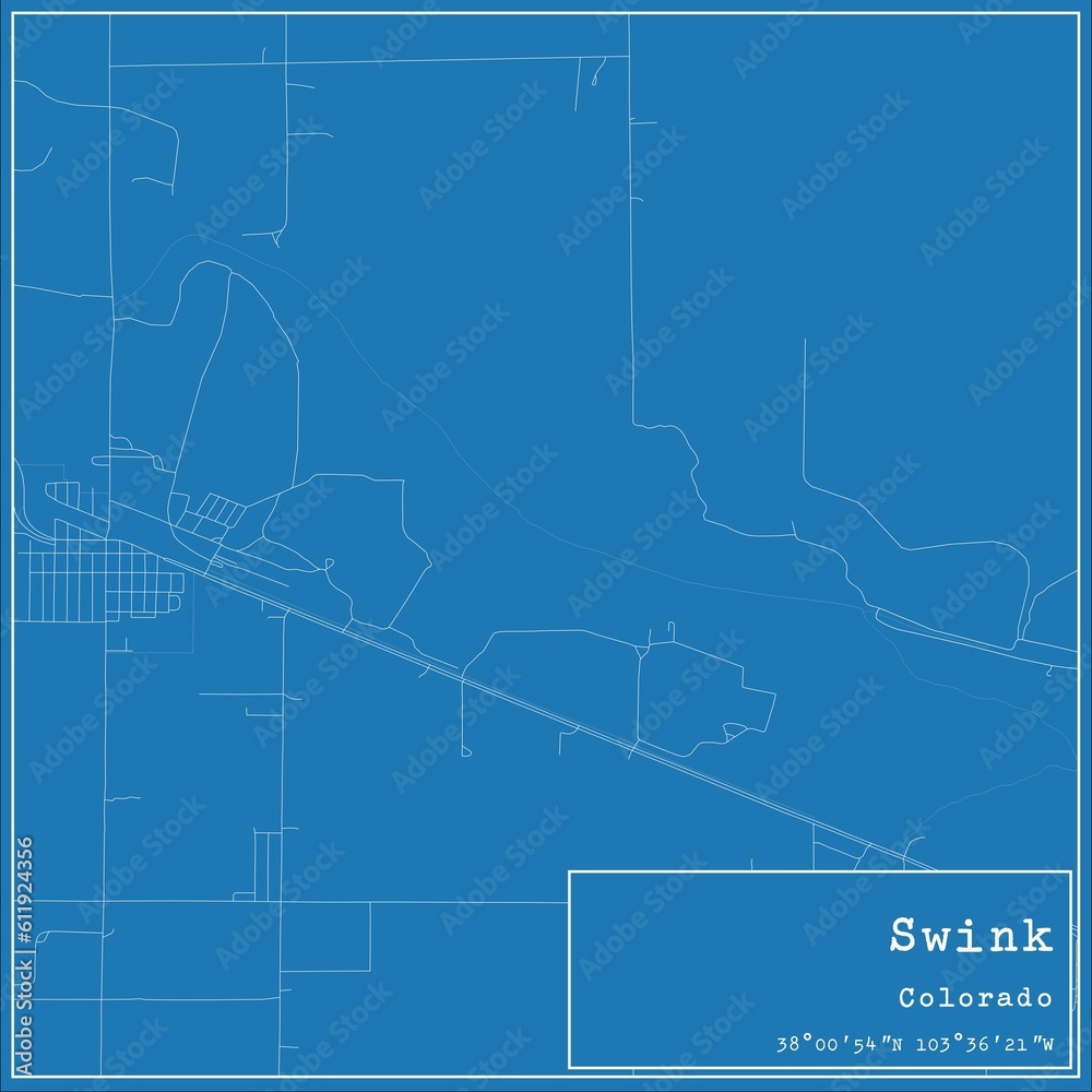 Fototapeta premium Blueprint US city map of Swink, Colorado.