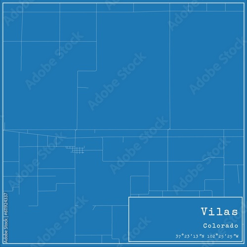 Blueprint US city map of Vilas, Colorado. photo