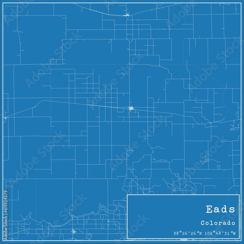 Blueprint US city map of Eads, Colorado.
