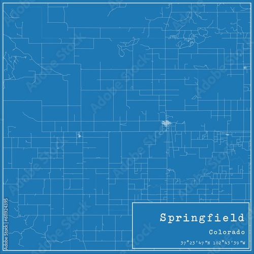 Blueprint US city map of Springfield, Colorado.