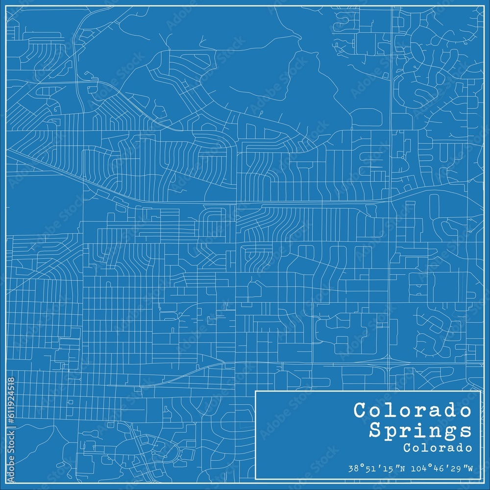 Fototapeta premium Blueprint US city map of Colorado Springs, Colorado.
