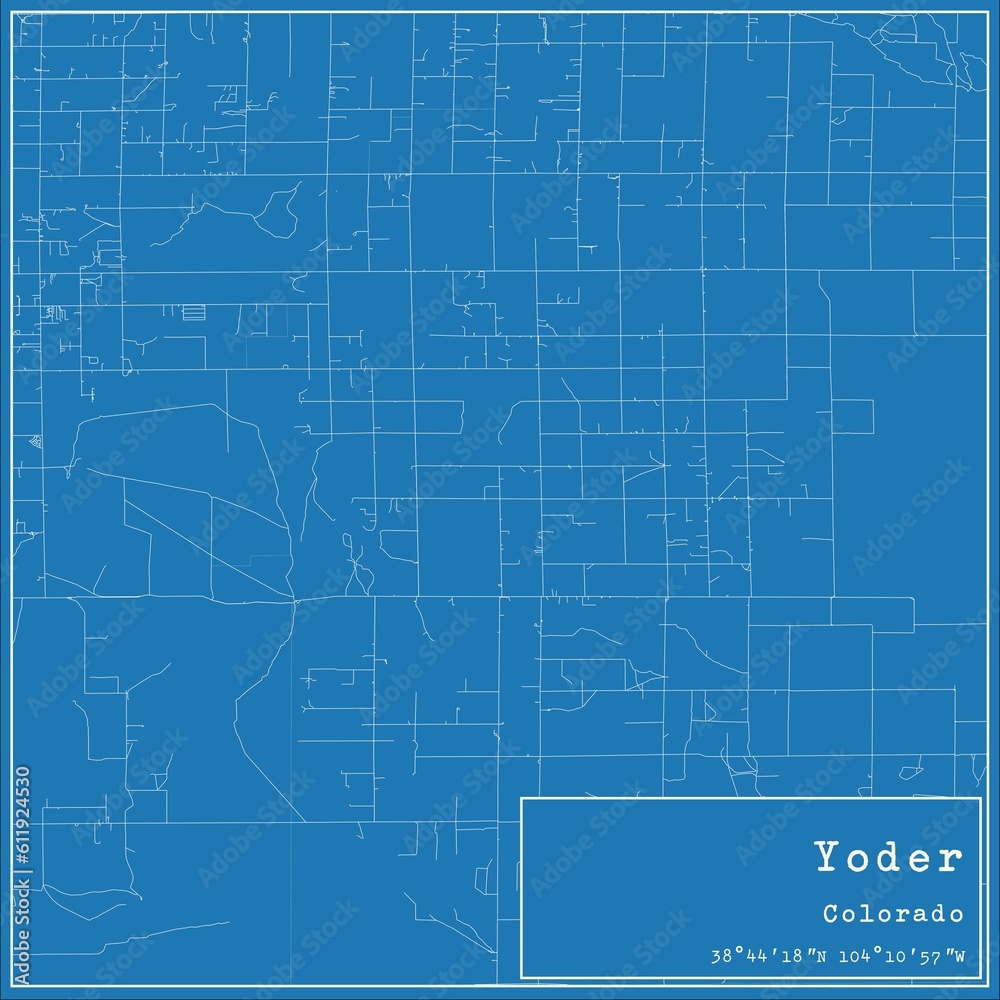 Fototapeta premium Blueprint US city map of Yoder, Colorado.