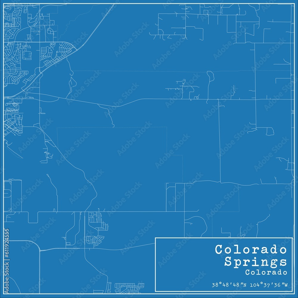 Naklejka premium Blueprint US city map of Colorado Springs, Colorado.