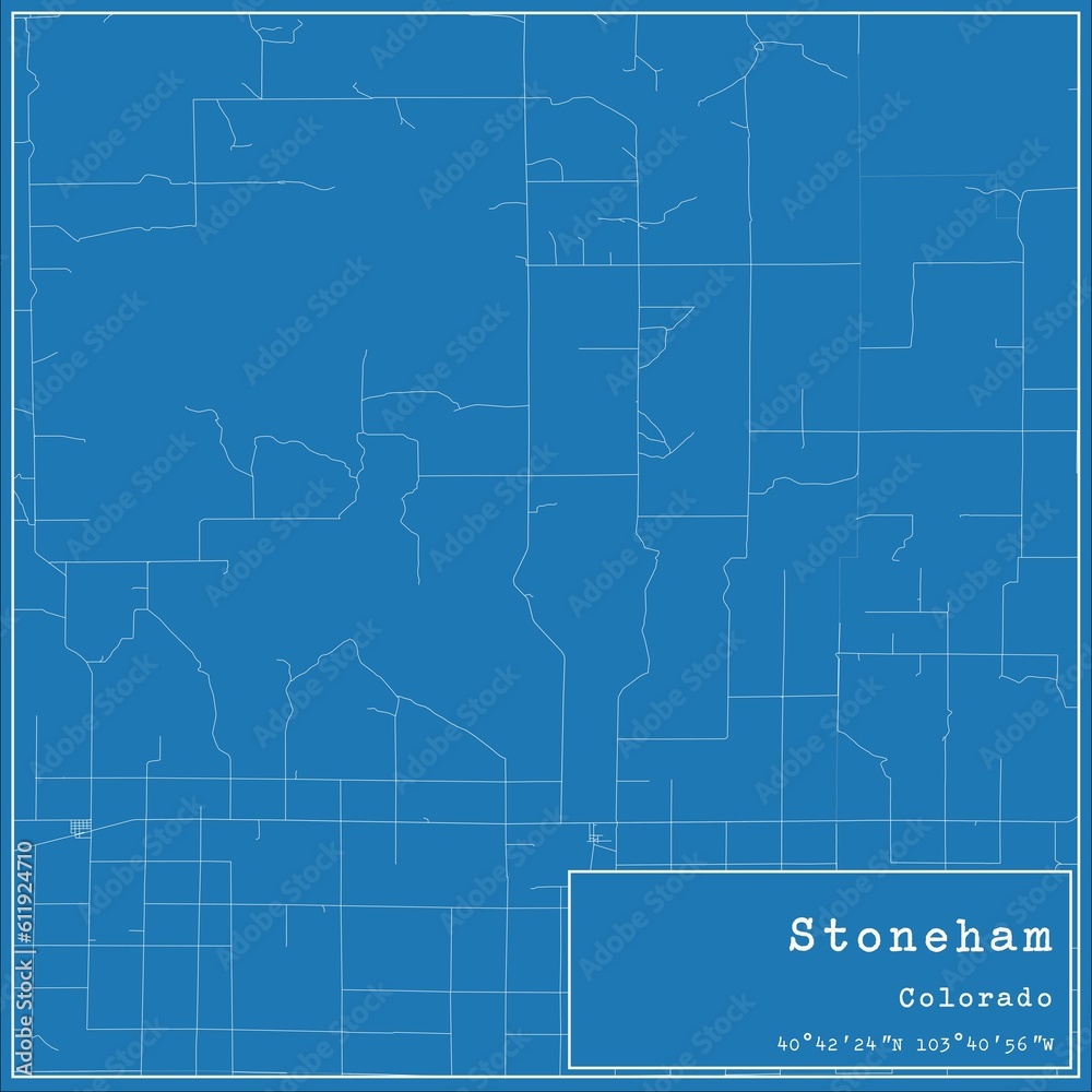 Blueprint US city map of Stoneham, Colorado.