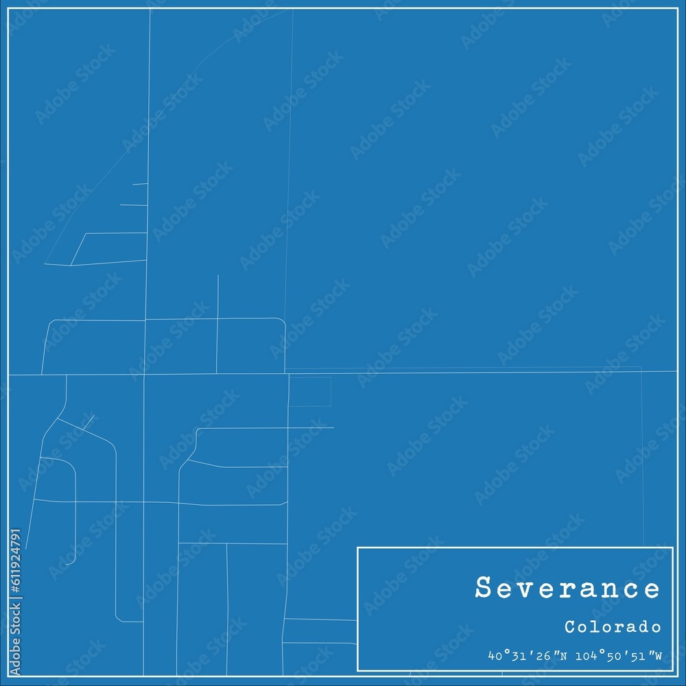 Blueprint US city map of Severance, Colorado. Blueprint US city map of Severance, Colorado.
