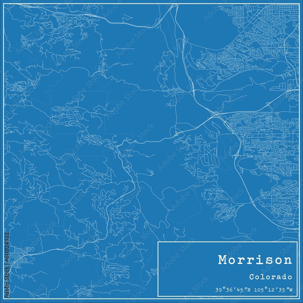 Blueprint US city map of Morrison, Colorado.
