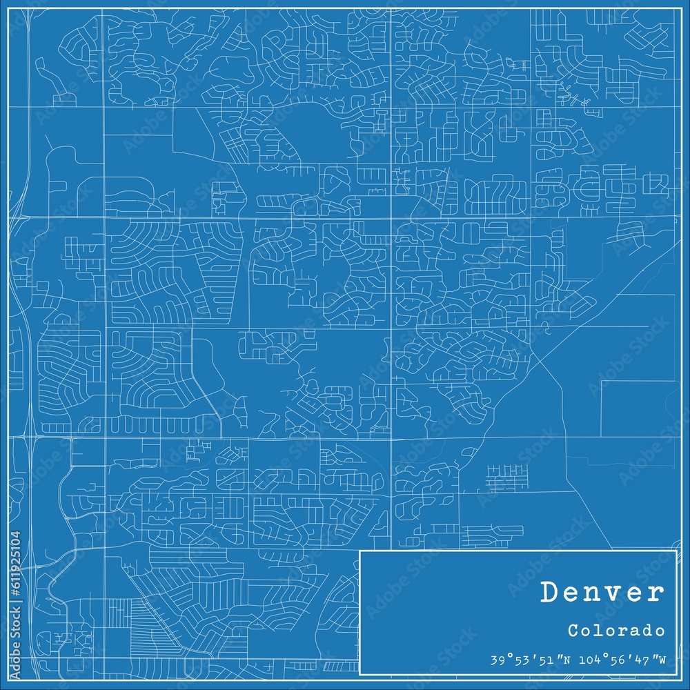 Obraz premium Blueprint US city map of Denver, Colorado.