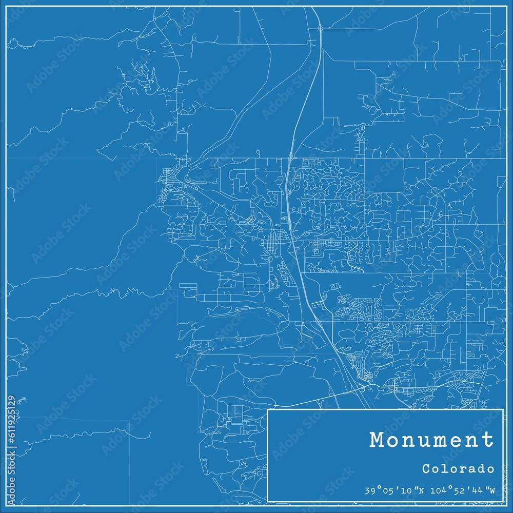 Obraz premium Blueprint US city map of Monument, Colorado.