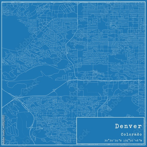 Obraz na płótnie Blueprint US city map of Denver, Colorado. w salonie
