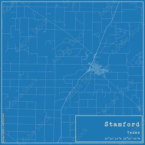 Blueprint US city map of Stamford, Texas.