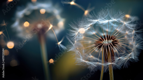 Dandelion Dreams: A Captivating Dance of Seeds in the Air. Generative AI