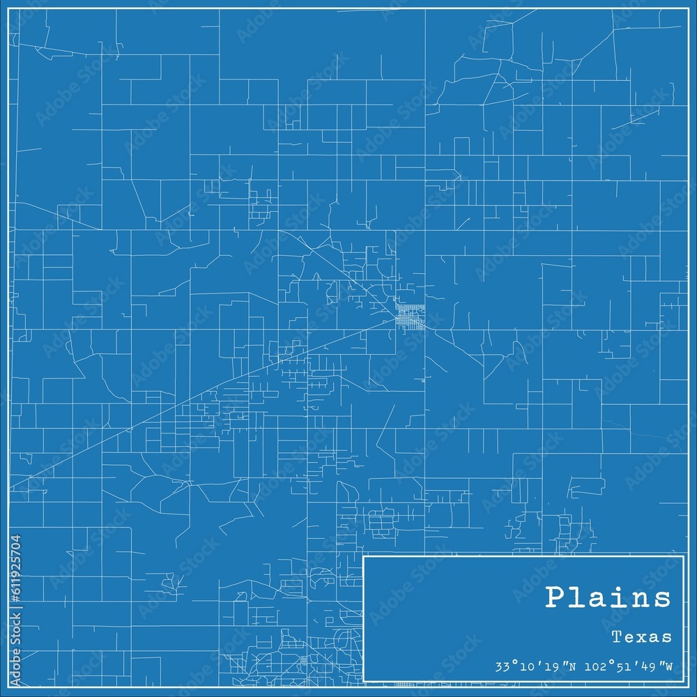 Blueprint US city map of Plains, Texas. Blueprint US city map of Plains, Texas.