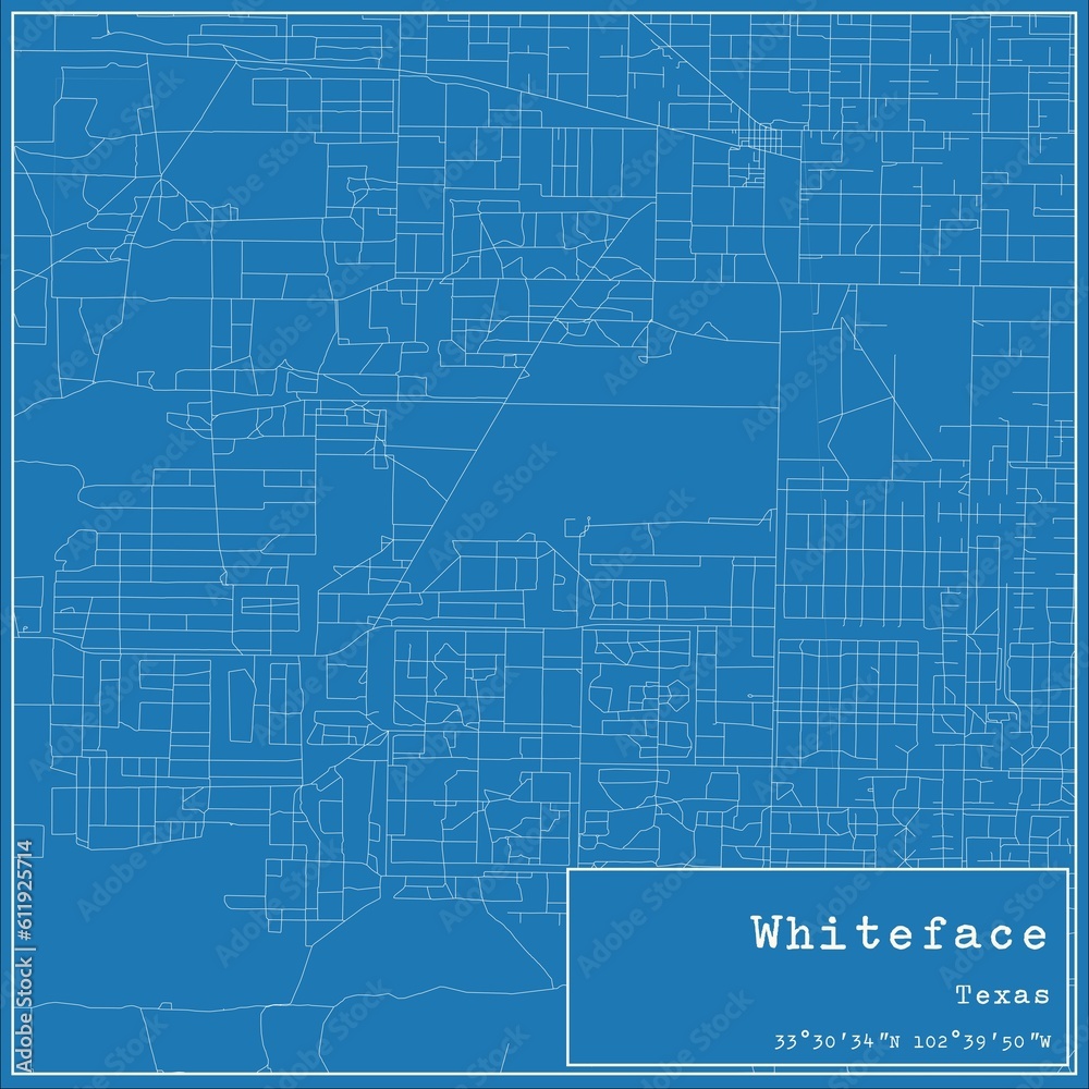 Blueprint US city map of Whiteface, Texas. Blueprint US city map of Whiteface, Texas.