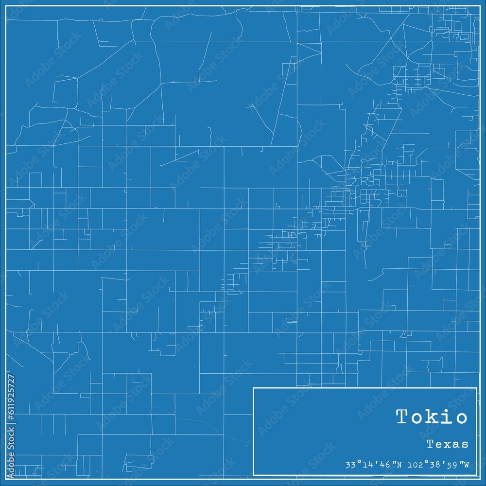 Blueprint US city map of Tokio, Texas. Blueprint US city map of Tokio, Texas.