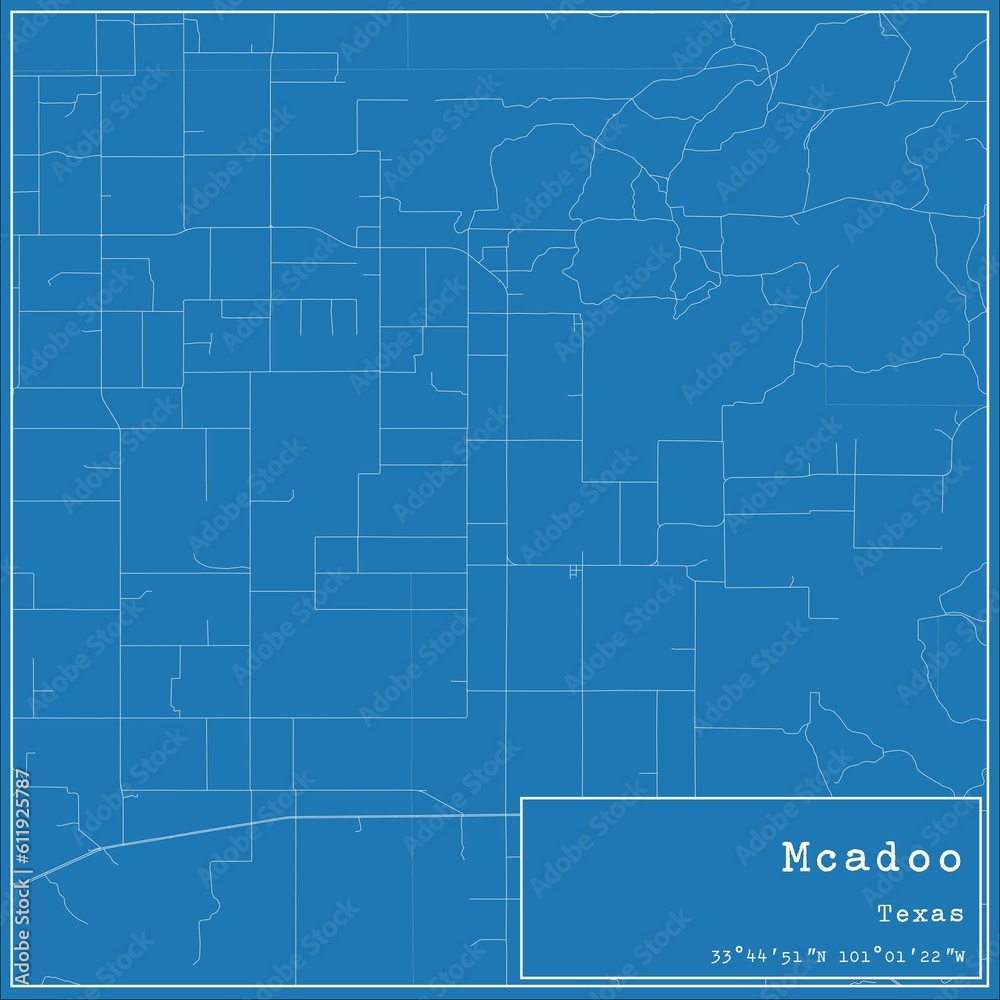 Fototapeta premium Blueprint US city map of Mcadoo, Texas.