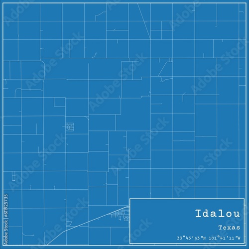 Blueprint US city map of Idalou, Texas.