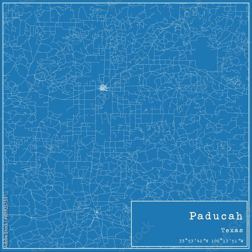 Blueprint US city map of Paducah, Texas. photo