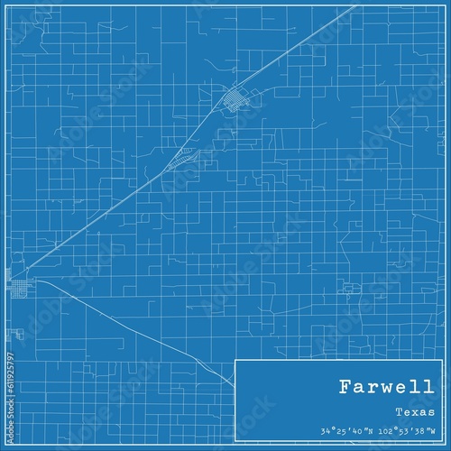 Blueprint US city map of Farwell, Texas. photo