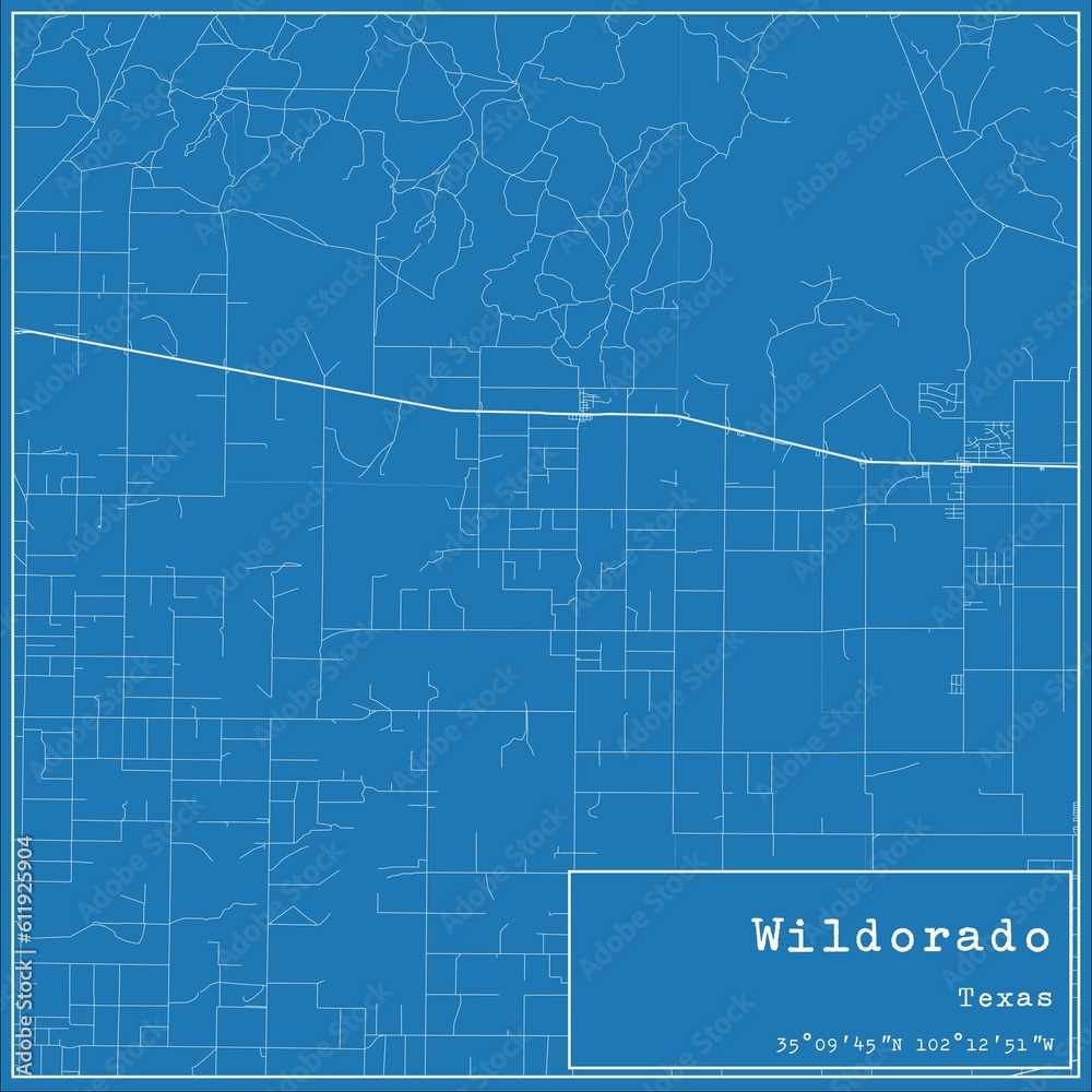 Blueprint US city map of Wildorado, Texas.